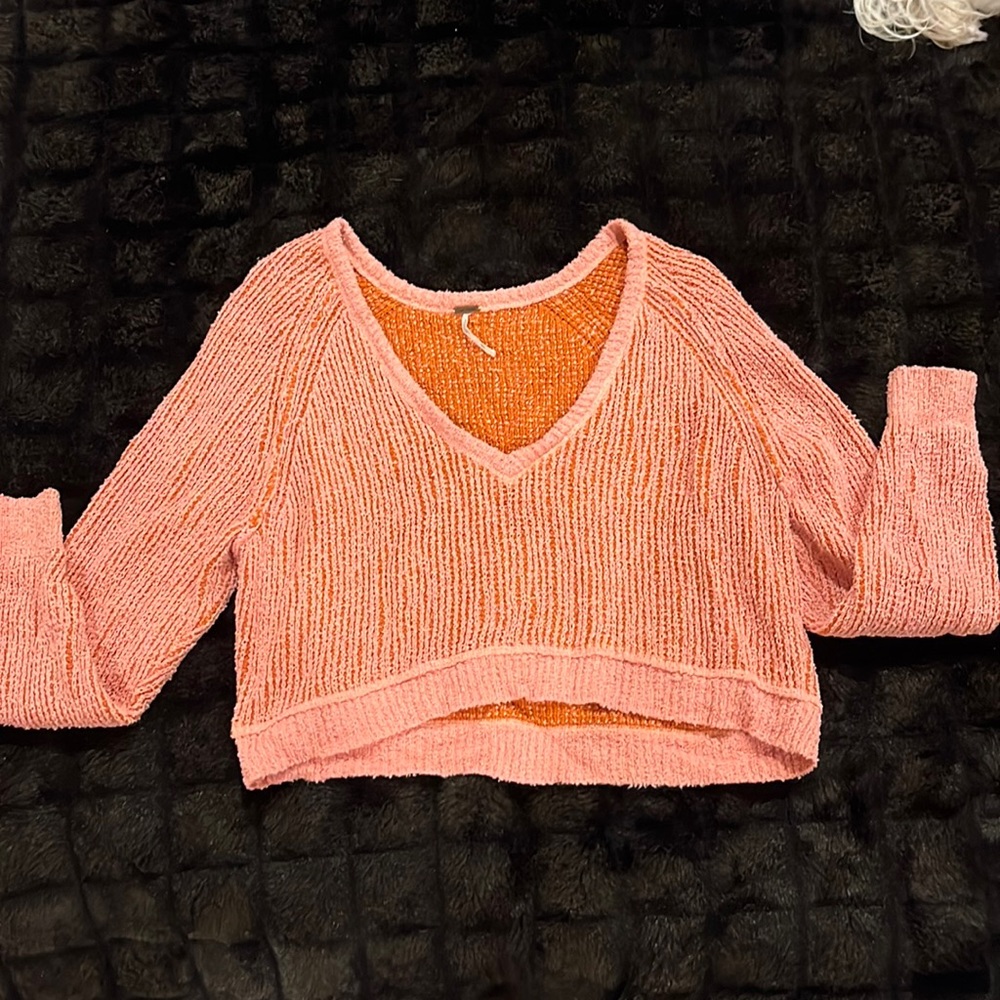 Free People | Coral Cropped Sweater